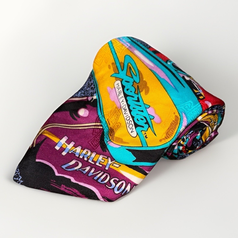Vintage 1993 Official HARLEY DAVIDSON Tanks Ralph Marlin Silk Neck Tie